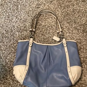 Blue and white Coach purse